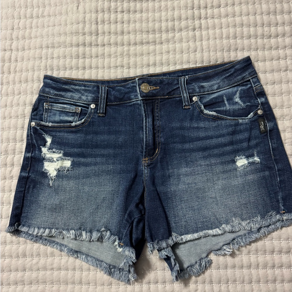 Silver Jeans Blue Distressed Jean Shorts